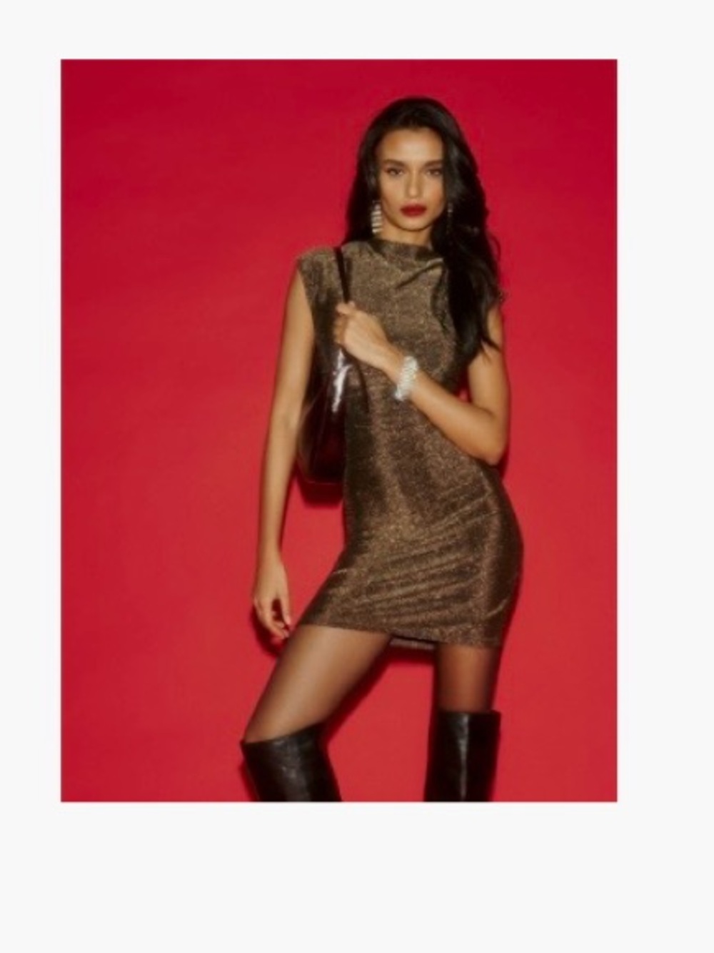 Reformation Alden Knit Dress- Metallic Midi Dress